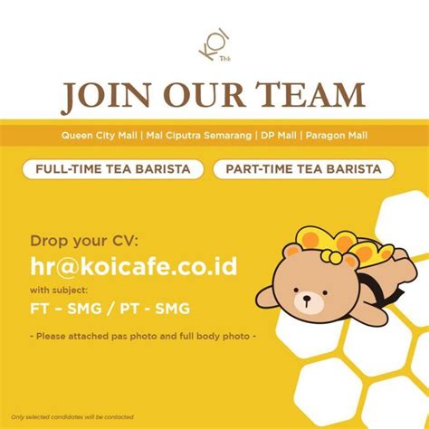 Lowongan Kerja Full Time Tea Barista Part Time Tea Barista Di Pt Koi