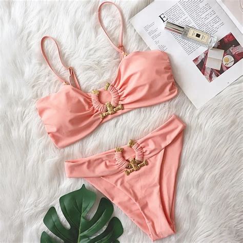 Pink Sexy Bikinis 2023 Women S Swimwear Female Swimsuit Swim Wear