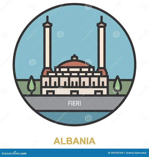 Fieri. Cities and Towns in Albania Stock Illustration - Illustration of