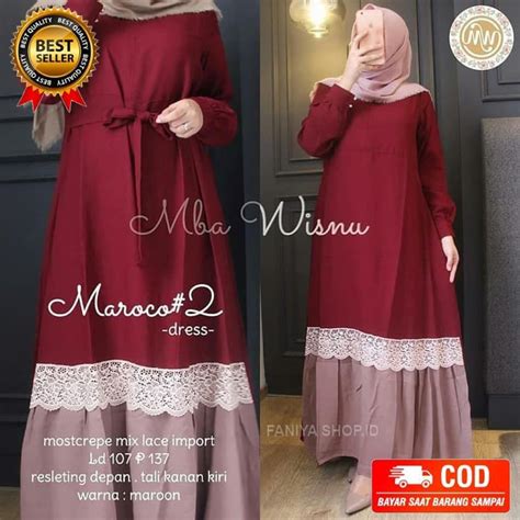 Jual Baju Gamis Drees Stelan Pesta Lengan Panjang Wanita Dewasa