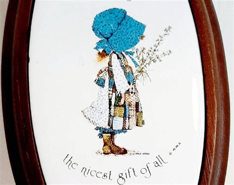 Vintage Kitsch Holly Hobbie Wall Plaque Love Is The Nicest T Of All Quote Bonnet Girl Nursery