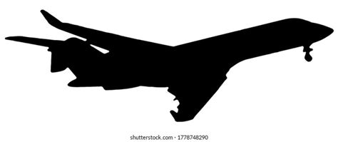 Black Silhouette Airplane Isolated On White Stock Illustration ...