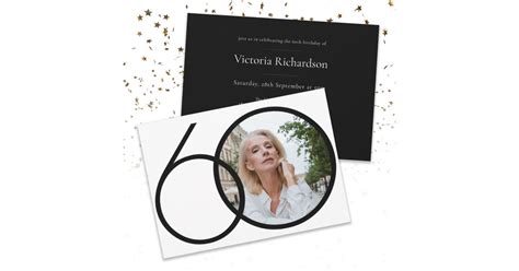 Photo Minimalist Black White 60th Birthday Invitation Zazzle