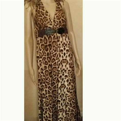 Dress Brown Print w/Leather Accent Belt sz sm | Dresses, Printed halter ...