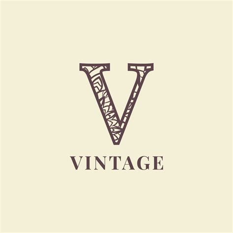 Letter V Vintage Decoration Logo Vector Design Vector Art At