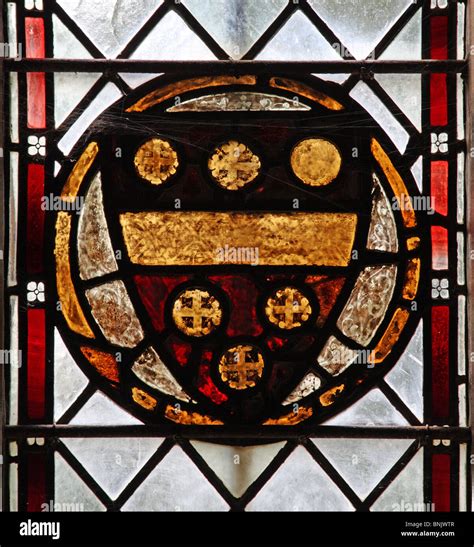 A 14th Century Stained Glass Window Depicting The Coat Of Arms Of Richard De Beauchamp 13th