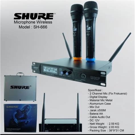 Jual Mic Wireless Shure Sh Werles Mikropon Wirles Mikrofon Mik