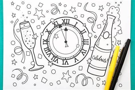 New Years Eve Coloring Page Clowncoloringpages