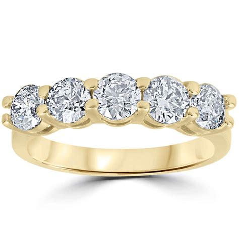 JewelMore™ 14k Yellow Gold 1ct TDW Diamond Five Stone Anniversary Ring – J MORE.com