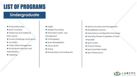 Undergraduate Programs Shanghai University Of Sport