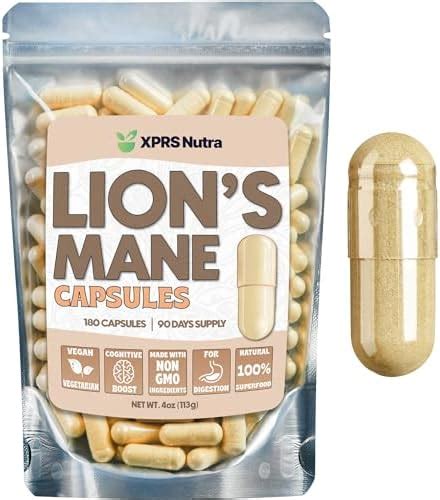 Xprs Nutra Organic Lions Mane Supplement Capsules 180 Count 90 Day Supply Of