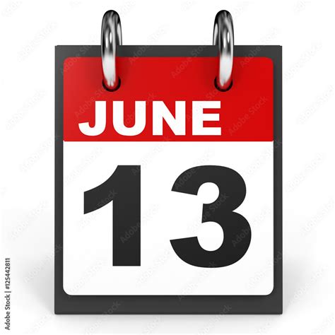 June 13 Calendar On White Background Stock Illustration Adobe Stock