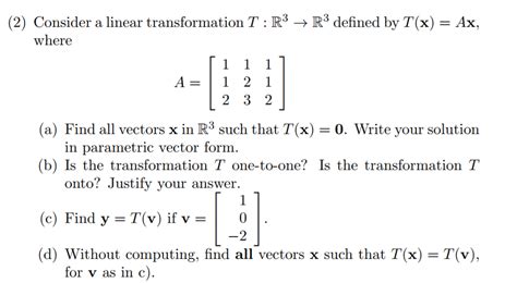 Solved 2 Consider A Linear Transformation T R3 R3 Chegg