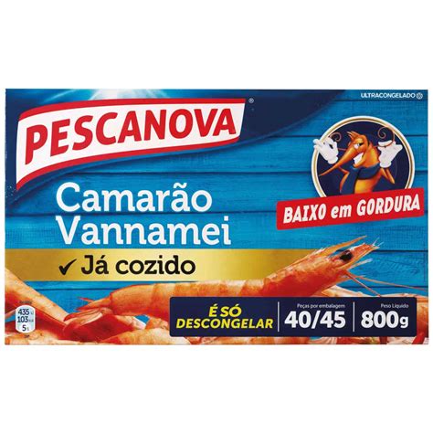 Camarão Vannamei Cozido 40 45 Ultracongelado PESCANOVA Nutripédia