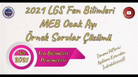 Lgs 2021 Meb Ocak Ayı Fen Bilimleri Örnek Sorular Çözümü Youtube