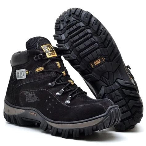 Coturno Bota Caterpillar Adventure Couro Palmilha Gel Brinde Shopee