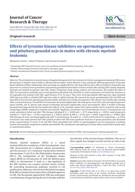 Pdf Fertility In Male Patients With Chronic Phase Chronic Myeloid Leukemia Receiving