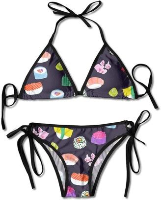 Quemin Anime Sushi Women S Sexy Triangle Bikini Adjustable Triangle Tie