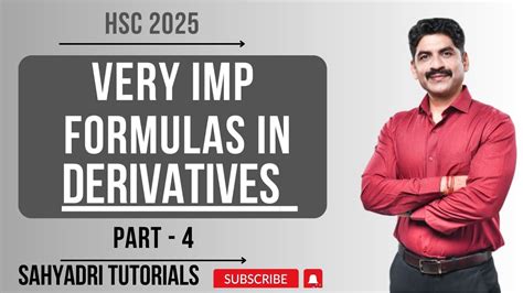 Very Important Formulas In Derivatives Part 4 HSC 2025 CET 2025