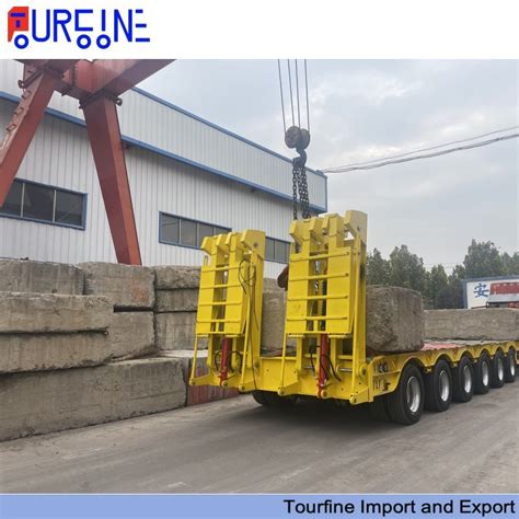 With Power Detachable 3 Axle 80 Ton Gooseneck Lowboy Low Bed Semi