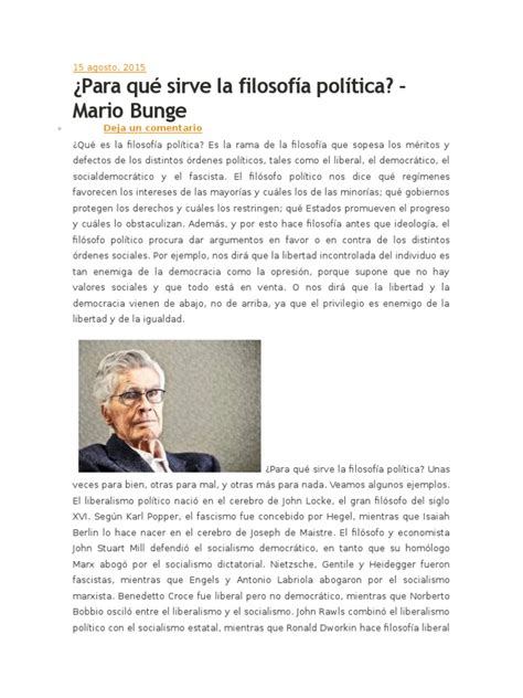 PDF Para Qué Sirve La Filosofía Política Mario Bunge DOKUMEN TIPS