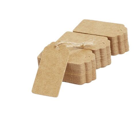 Lot de 100 étiquettes cadeaux festonnées en papier kraft marron 5 x 3