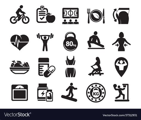 Universal Fitness Icons Set To Use For Web Vector Image