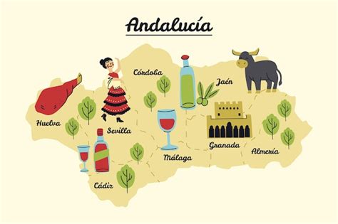 Mapa De Andaluc A Con Hitos Vector Gratis