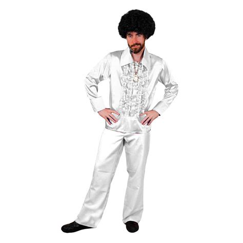 Mens S Disco Ruffle Shirts Flares Adults Fancy Dress Costume S