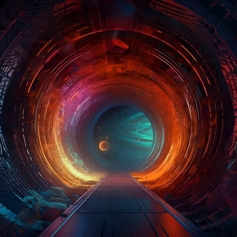 Túnel futurista con luces brillantes representación e ilustración 3d