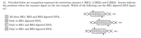 recognition sequences  restriction enzymes