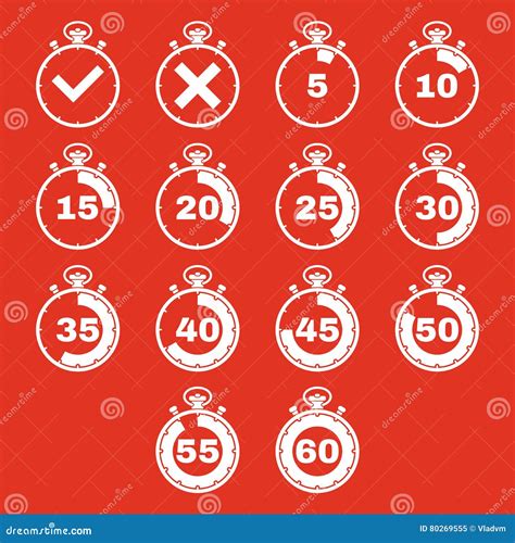 The Stopwatch Icon Set Of 14 Icons Clock And Watch Timer Countdown Stopwatch Symbol Ui