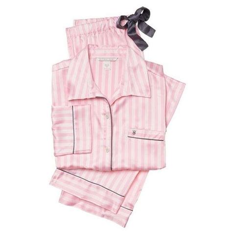 Pajama Pinkwhite Stripe Victorias Secret Afterhours Satin Liked On