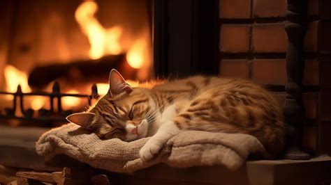 Deep Sleep With Purring Cat And Crackling Fireplace 12 HOURS YouTube