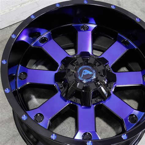 20x10 American Off Road A108 6x120 24 Black Machined Blue Wheels Rims Set4 Wheels