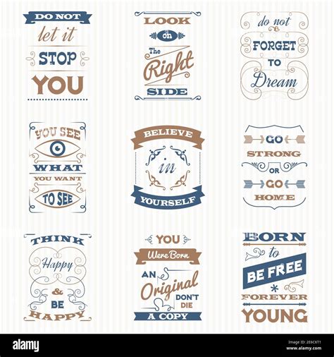 Quotes And Inspirational Slogans Typography Retro Emblemt Set Isolated