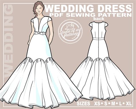 PATTERN WEDDING DRESS. Sewing Pattern. Digital Pack 5 Sizes. Instant ...
