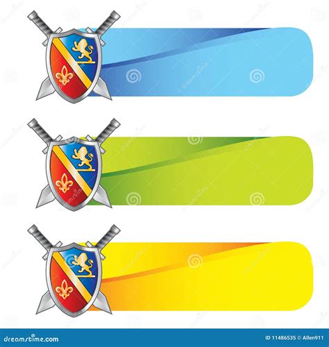 Medieval Shield and Swords on Colored Tabs Stock Vector - Illustration ...