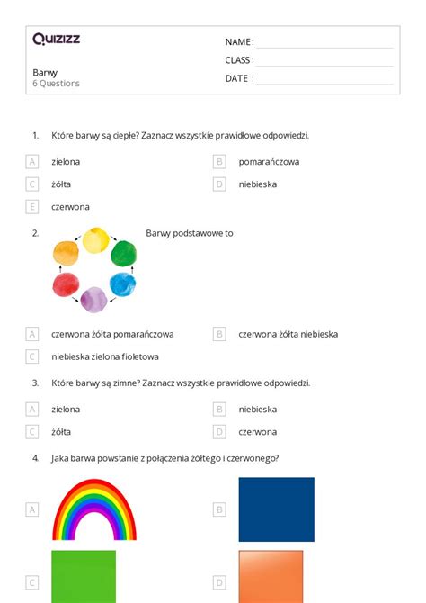 Ponad Barwy Arkuszy Roboczych Dla Klasa W Quizizz Darmowe I Do Druku