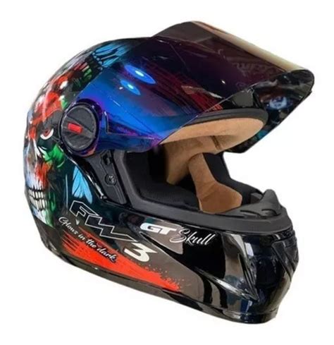 Casco Gt Skull Skull Con Visera De Camale N Fw Mercadolibre