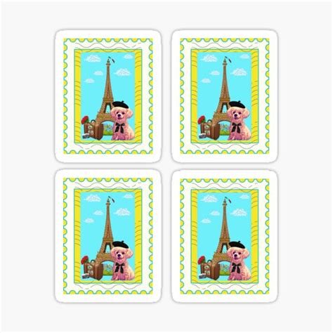 Poodle In Paris Postage Stamps Sticker For Sale By Claudegicks