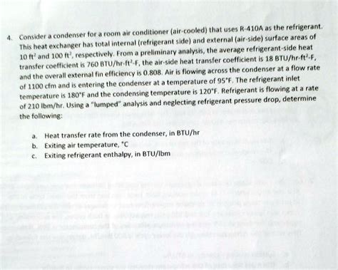 Solved Consider A Condenser For A Room Air Conditioner Air Cooled
