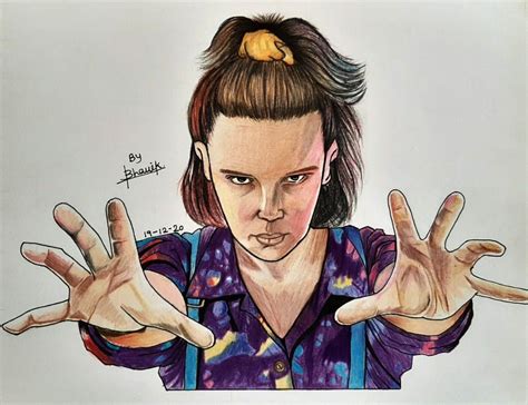 This Is A Drawing Of Eleven Stranger Things Color Pencil Drawing