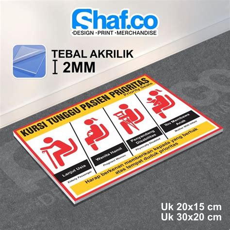 Jual Akrilik Sign Board Kursi Tunggu Pasien Prioritas Mm Shopee