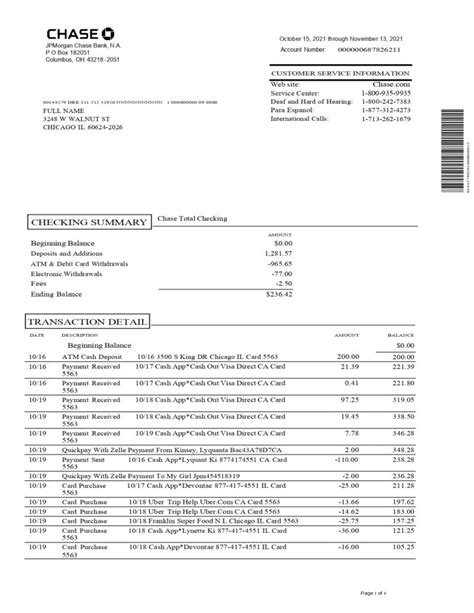 Chase Bank Statement 2024 Template Amie Lynnet