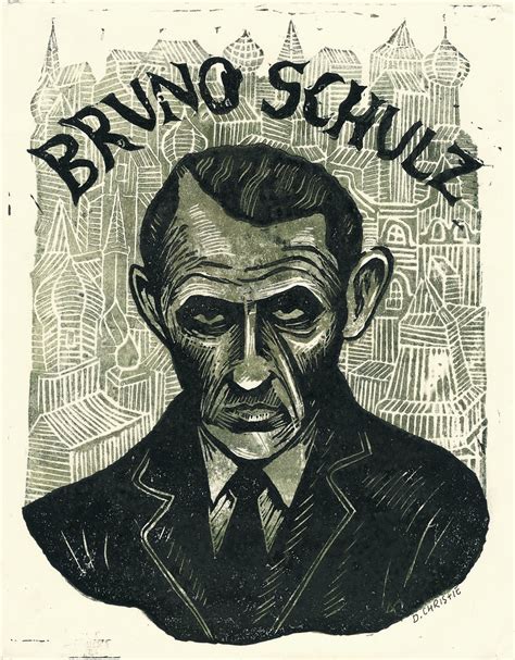 Democracy For The Cartoons Bruno Schulz Linocut Portrait Two Block Print