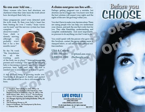 Brochure Before You Choose Life Cycle Books Usa