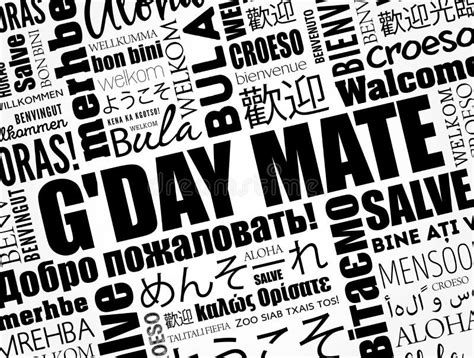 G Day Mate Welcome In Australian Word Cloud In Different Languages