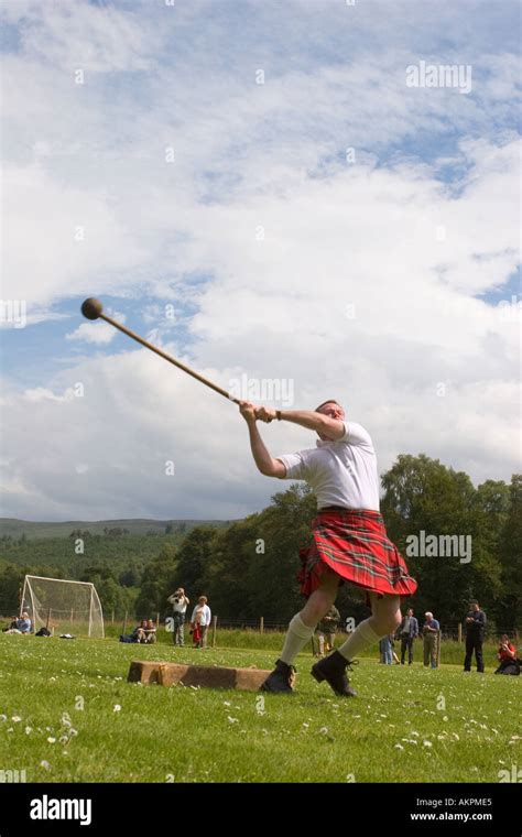 Scottish Highland Games Hammer Throw At Glengarry Gathering Scotland