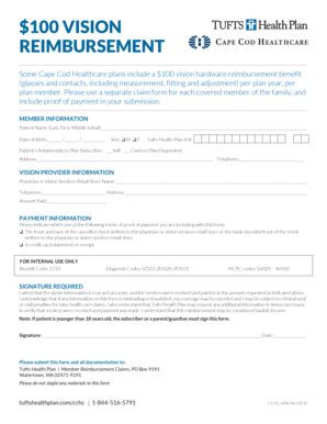 Tufts Health Plan Eyeglass Reimbursement Form Fill Online Printable